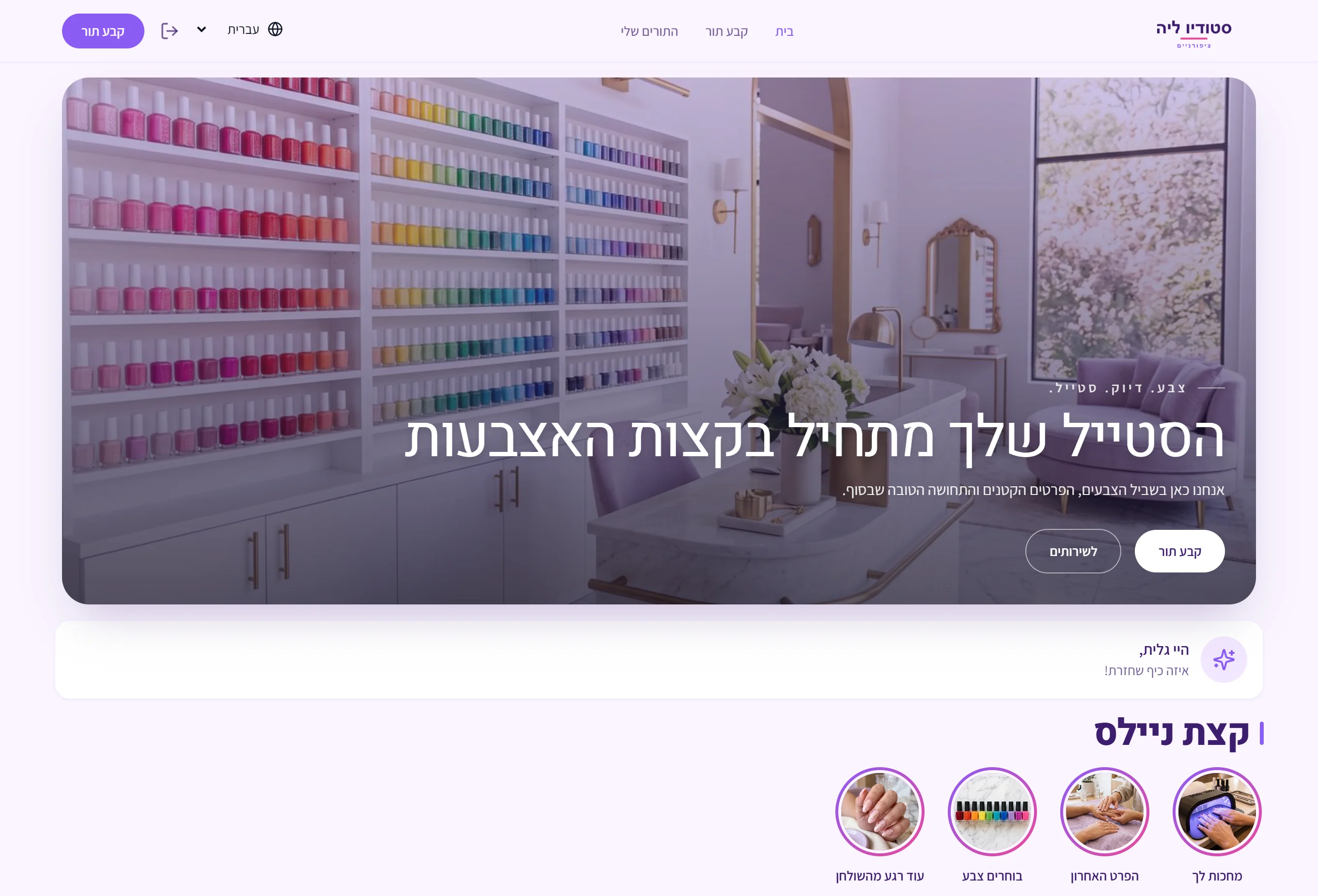 דף העסק של סטודיו ליה במחשב: תמונת פתיחה, ברכה ללקוחה וסטוריז (Professional ומעלה)